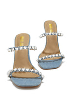 Load image into Gallery viewer, Love Addiction Embellished High Heel Mules - Denim