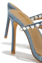 Load image into Gallery viewer, Love Addiction Embellished High Heel Mules - Denim