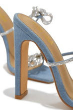 Load image into Gallery viewer, Life Is A Party Embellished High Heel Mules - Denim