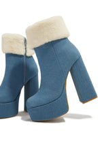 Load image into Gallery viewer, Denim High Heel Platform Chunky Heel Ankle Boots