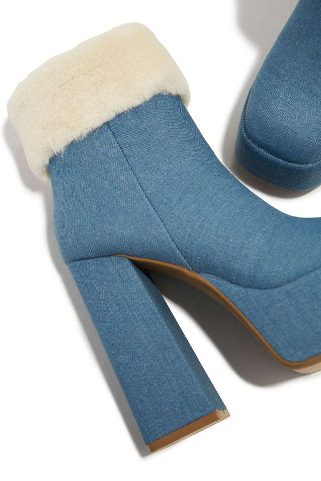 Load image into Gallery viewer, Denim Ankle Boots with Platform Sole and Chunky Heel