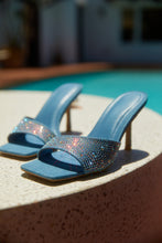 Load image into Gallery viewer, Blue Denim Rhinestone Mules