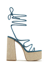 Load image into Gallery viewer, Brunch Al Fresco Lace Up Platform Block High Heels - Print