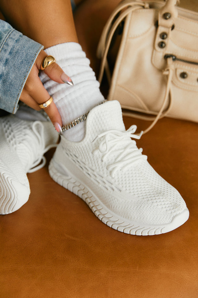 Load image into Gallery viewer, Determined Lace Up Sneakers - White