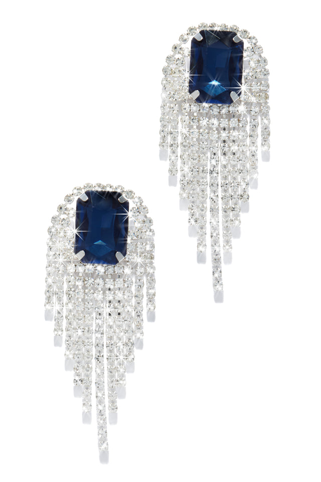 Load image into Gallery viewer, Blue Embellished Dangle Earring