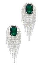 Load image into Gallery viewer, Green Embellished Dangle Statement Earring