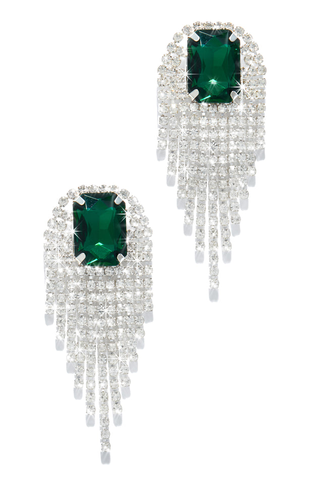 Load image into Gallery viewer, Green Embellished Dangle Earring