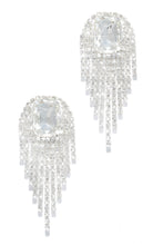 Load image into Gallery viewer, Silver-Tone Embellished Dangle Statement Earring