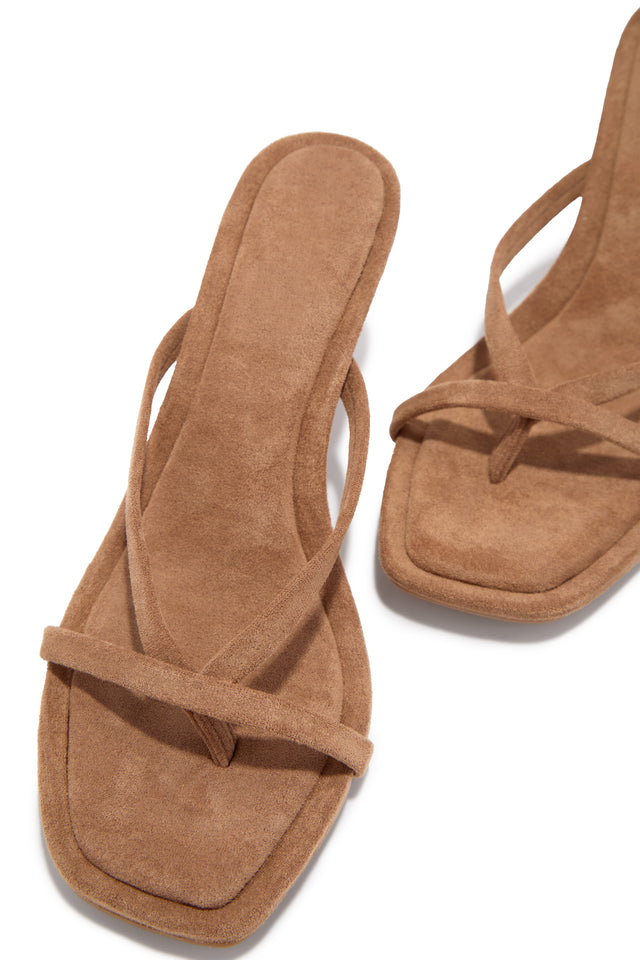 Load image into Gallery viewer, Elena Mid Heel Mules - Camel Suede