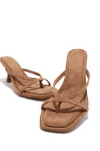 Load image into Gallery viewer, Elena Mid Heel Mules - Camel Suede