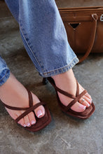 Load image into Gallery viewer, Elena Mid Heel Mules - Brown Suede