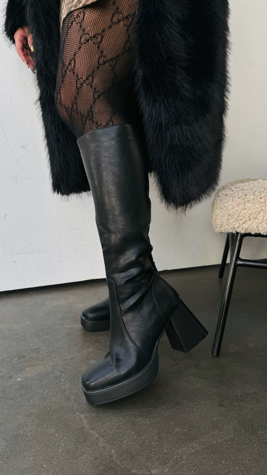 Load image into Gallery viewer, Eva Platform Block Heel Boots - Black