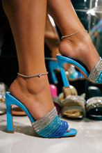 Load image into Gallery viewer, Feeling Myself Embellished High Heel Mules - Blue
