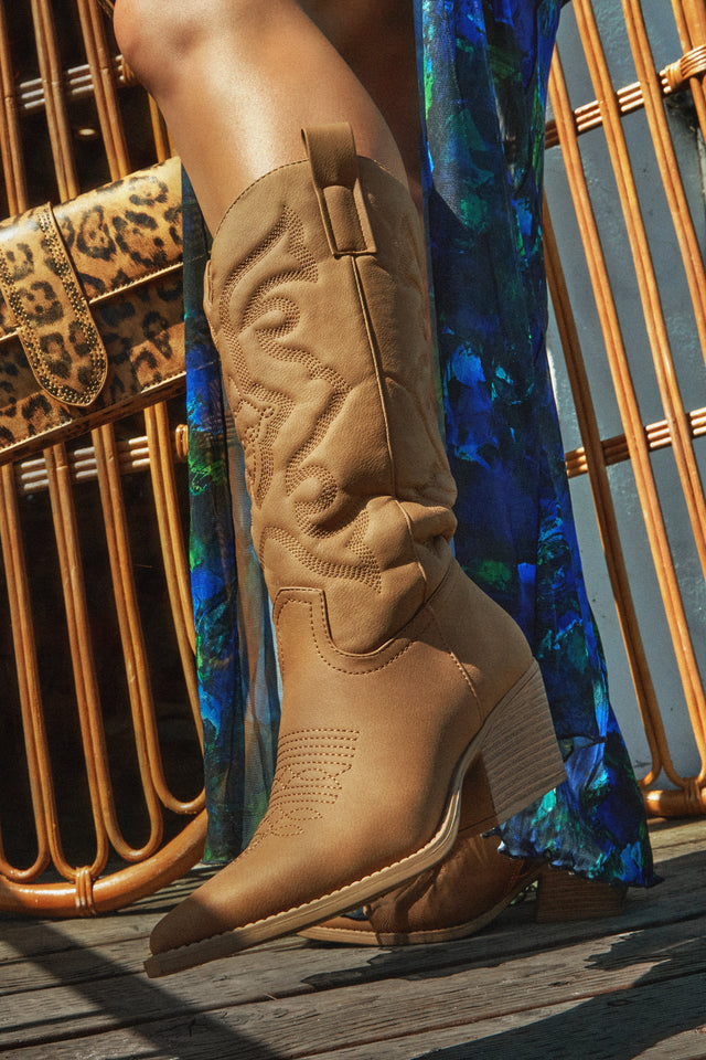 Load image into Gallery viewer, Festival Girl Cowgirl Boots - Nude Nubuck