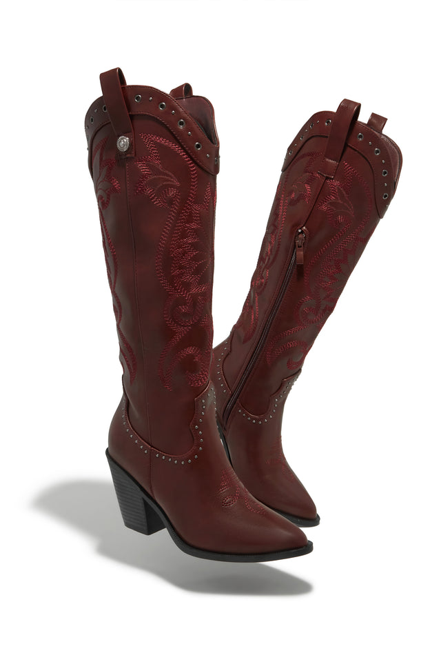 Load image into Gallery viewer, Festival Season Cowgirl Boots - Wine