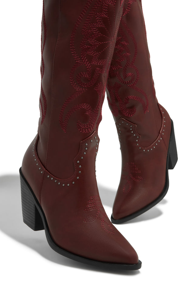 Load image into Gallery viewer, Festival Season Cowgirl Boots - Wine