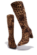 Load image into Gallery viewer, Fine Time Block Heel Knee High Boots - Leopard