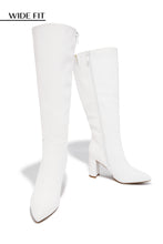 Load image into Gallery viewer, Fine Time Wide Fit Block Heel Knee High Boots - White
