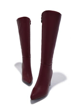 Load image into Gallery viewer, Fine Time Block Heel Knee High Boots - Wine
