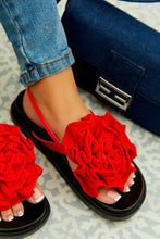 Load image into Gallery viewer, Florence Flower Chunky Sandals - Red