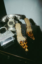 Load image into Gallery viewer, Leopard Pointed To Mules with Clear Straps On Table