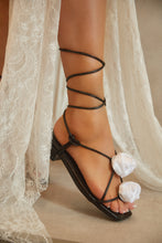 Load image into Gallery viewer, Forever Rose Floral Sandals - Black White