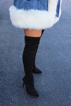Load image into Gallery viewer, Gigi Over The Knee Heel Boots - Black Suede