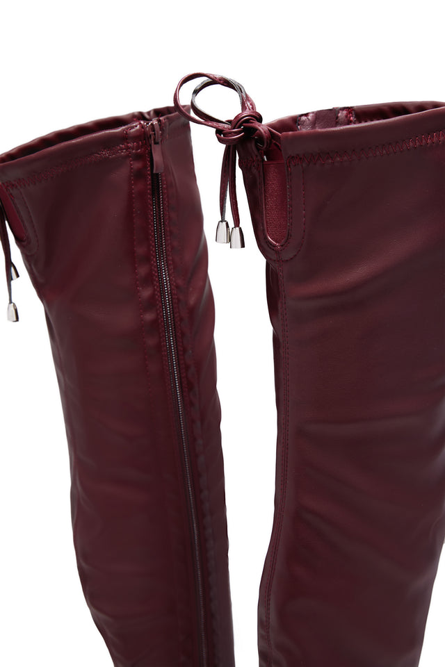 Load image into Gallery viewer, Gigi Over The Knee Heel Boots - Wine PU