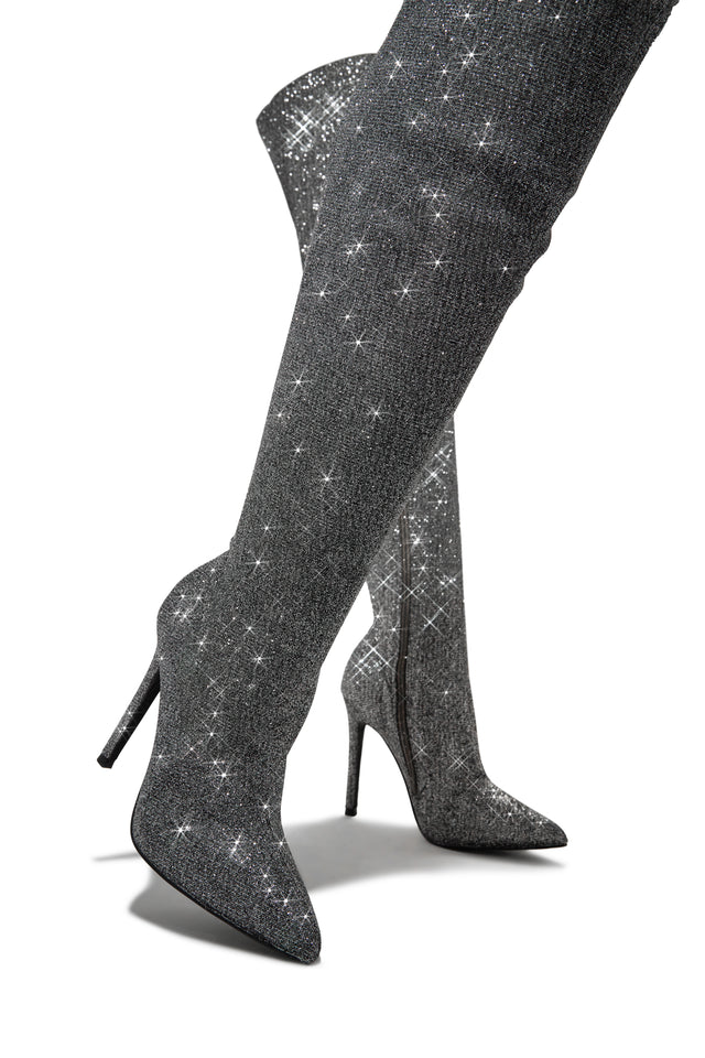 Load image into Gallery viewer, Sultry Touch Over The Knee Boots - Glitter