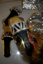 Load image into Gallery viewer, Women Holding Gold-Tone Slip On Sandals