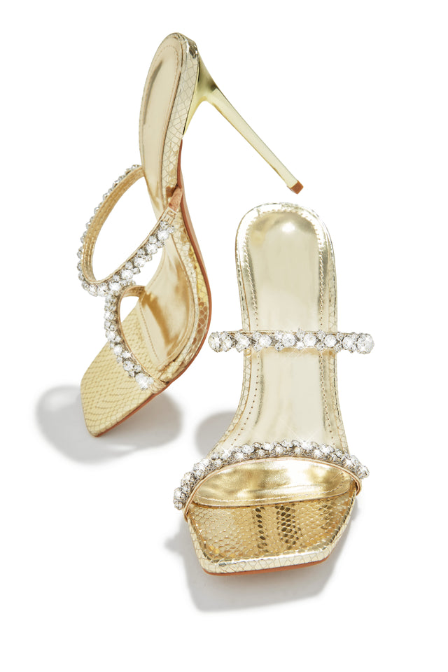 Load image into Gallery viewer, Gold-Tone Embellished Heels