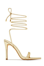 Load image into Gallery viewer, Gold-Tone Lace Up Single Sole High Heels