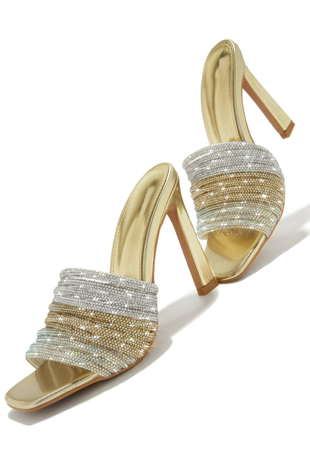 Load image into Gallery viewer, Feeling Myself Embellished High Heel Mules - Gold