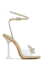Load image into Gallery viewer, Gold-Tone Embellished Bow Heels