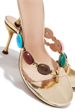 Load image into Gallery viewer, Nola Thong Strap Mid Heel Mules - Gold
