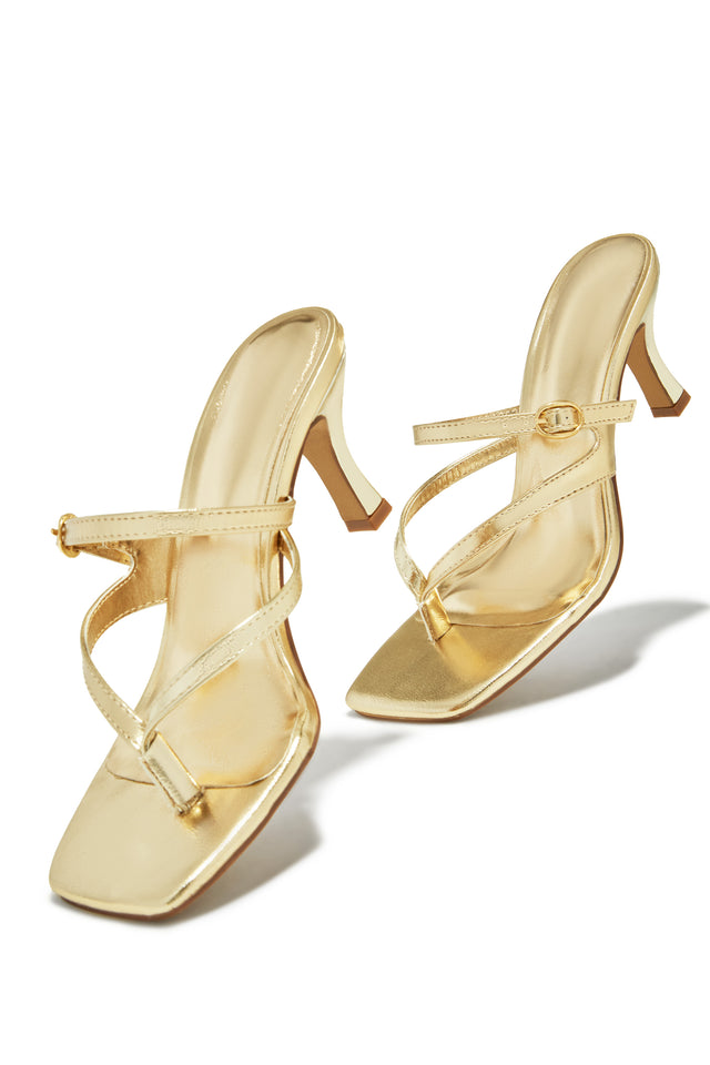 Load image into Gallery viewer, Ainsley Mid Heel Mules - Gold