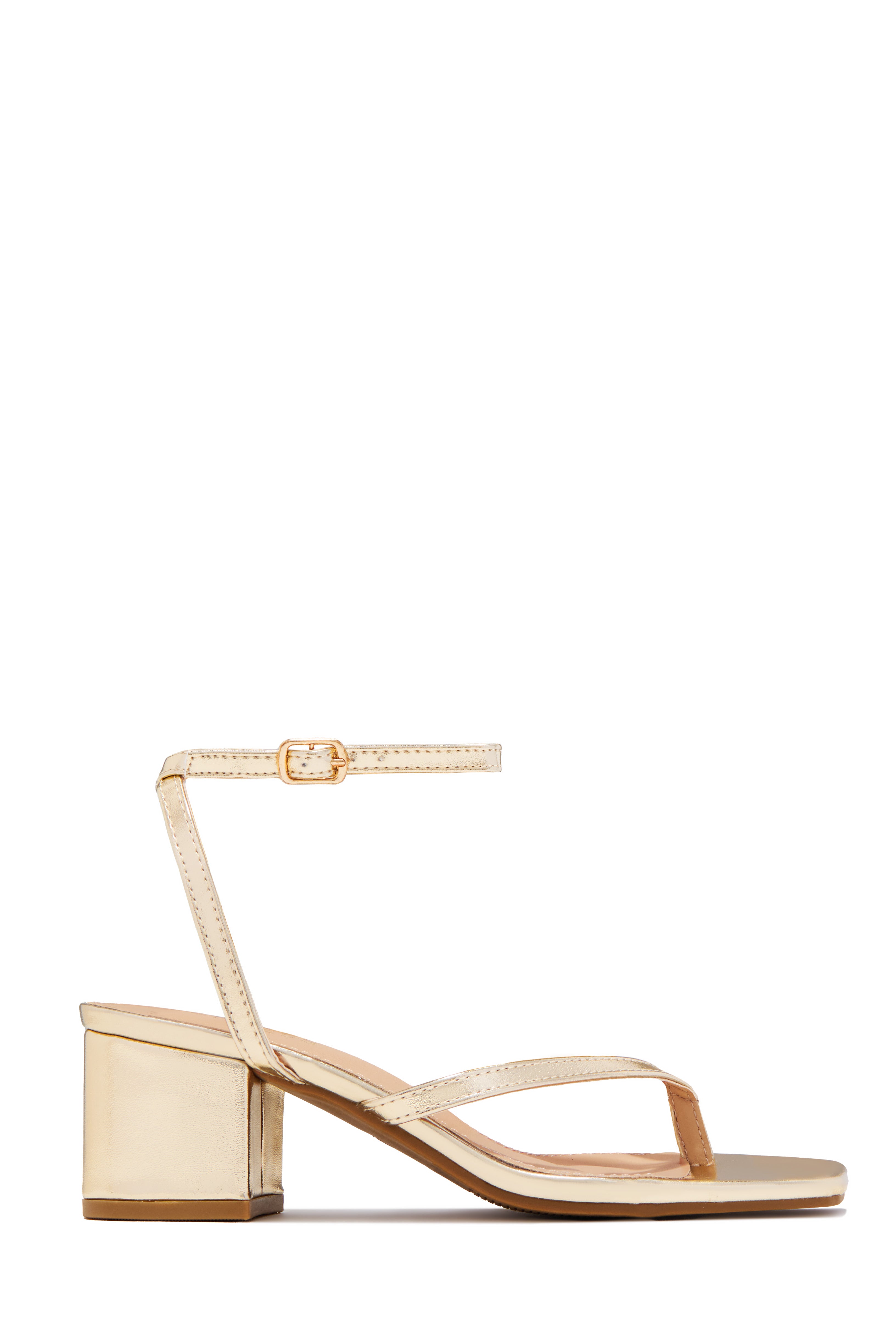 Miss Lola | Letty Gold Chunky Mid Heels – MISS LOLA