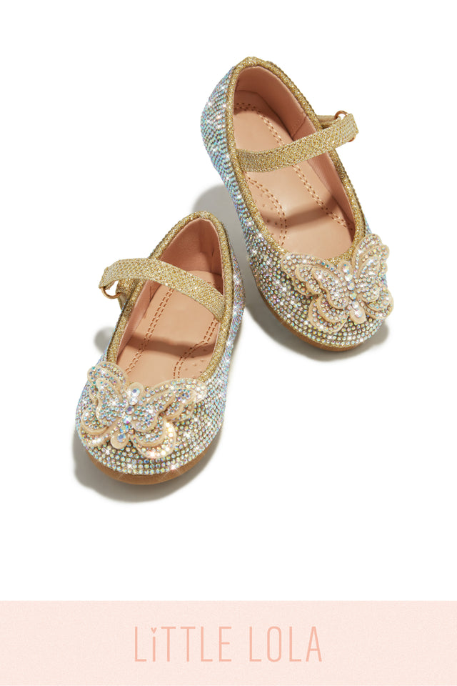 Load image into Gallery viewer, Little Girls Gold-Tone Embellished Flats