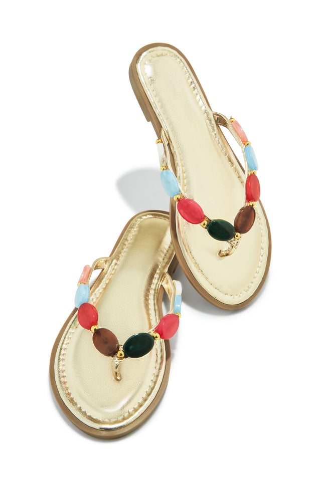 Load image into Gallery viewer, Kehlani Slip On Thong Strap Sandals - Gold