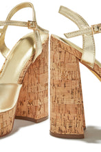 Load image into Gallery viewer, Elyna Platform Block Heels - Gold