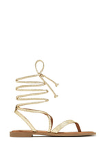 Load image into Gallery viewer, Gold Lace Up Sandal