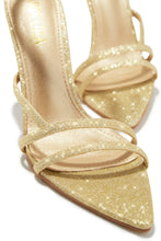 Load image into Gallery viewer, Kimana Glitter Lace Up Heels - Gold