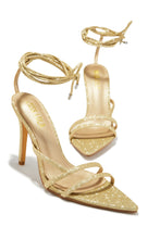 Load image into Gallery viewer, Kimana Glitter Lace Up Heels - Gold
