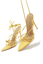 Load image into Gallery viewer, Joelle Lace Up High Heels - Gold