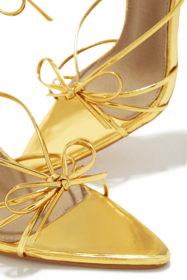 Load image into Gallery viewer, Joelle Lace Up High Heels - Gold