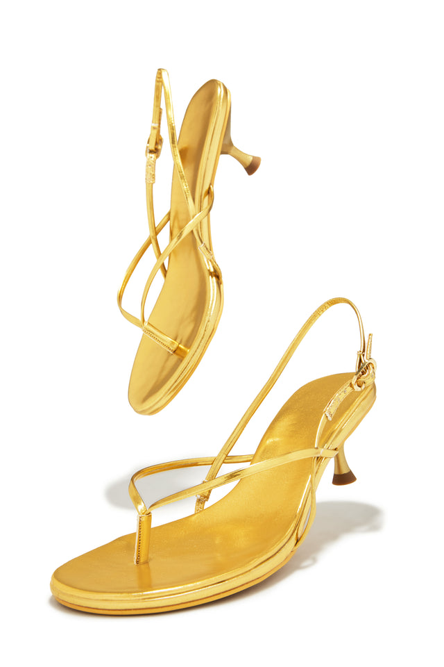 Load image into Gallery viewer, Elodie Slingback Kitten Heels - Gold