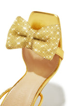 Load image into Gallery viewer, Ciela Lace Up Embellished Bow Heels - Gold