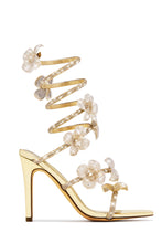 Load image into Gallery viewer, Flora Embellished Around The Ankle Coil Heels - Gold