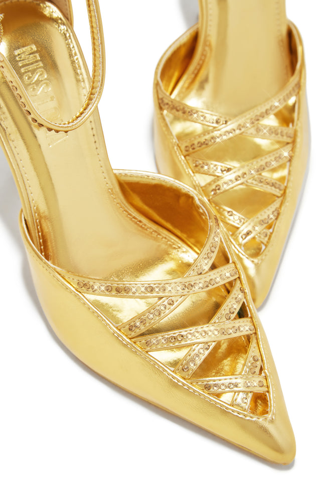 Load image into Gallery viewer, Tanalee Embellished High Heel Pumps - Gold
