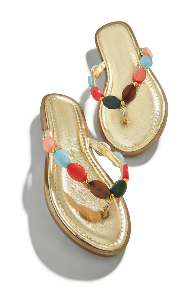 Load image into Gallery viewer, Kehlani Slip On Thong Strap Sandals - Gold